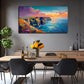 Vibrant Cliffs By The Sea Land Wall Art Canvas Office Home Room Framed 80x45cm