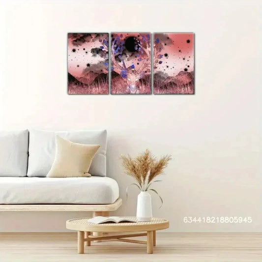 3pcs Sika deer, cute animals, mountains, Metal Print Ready to Hang Art