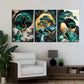 3pcs  green and Golden landscape oil paintings Metal Print Ready to Hang Art