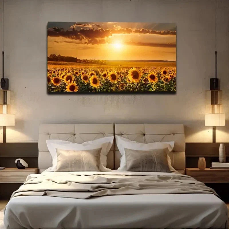 Sunflowers Magnificent Wall Art Canvas Office Home Room Framed 80x45cm