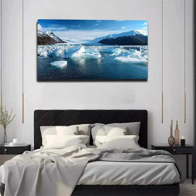 Melting Glaciers Blue Sky Wall Art Canvas Office Home Room Framed 120x60cm