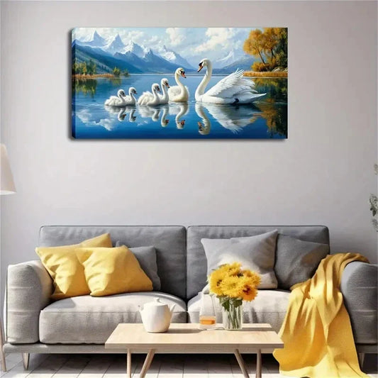 Autumn Tree Landscape Mountain Wall Art Canvas Office Home Room Framed 120x60cm