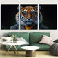 3pcs Quirky Tiger in Suit with Glasses Design Metal Print Ready to Hang Art