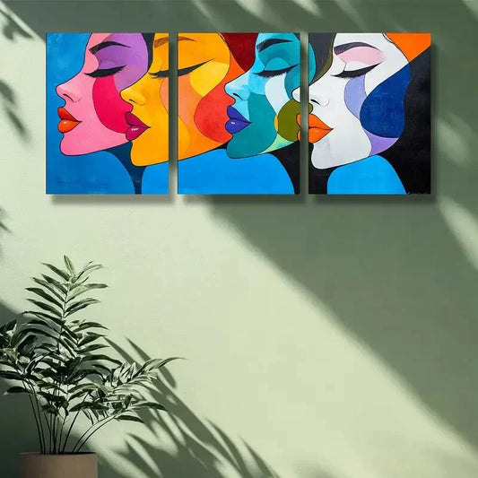 3pcs The girl in makeup Art Painting Metal Print Ready to Hang Art