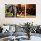 3pcs Red Wine Giclee Wine Glass Green Leaves Metal Print Ready to Hang Art