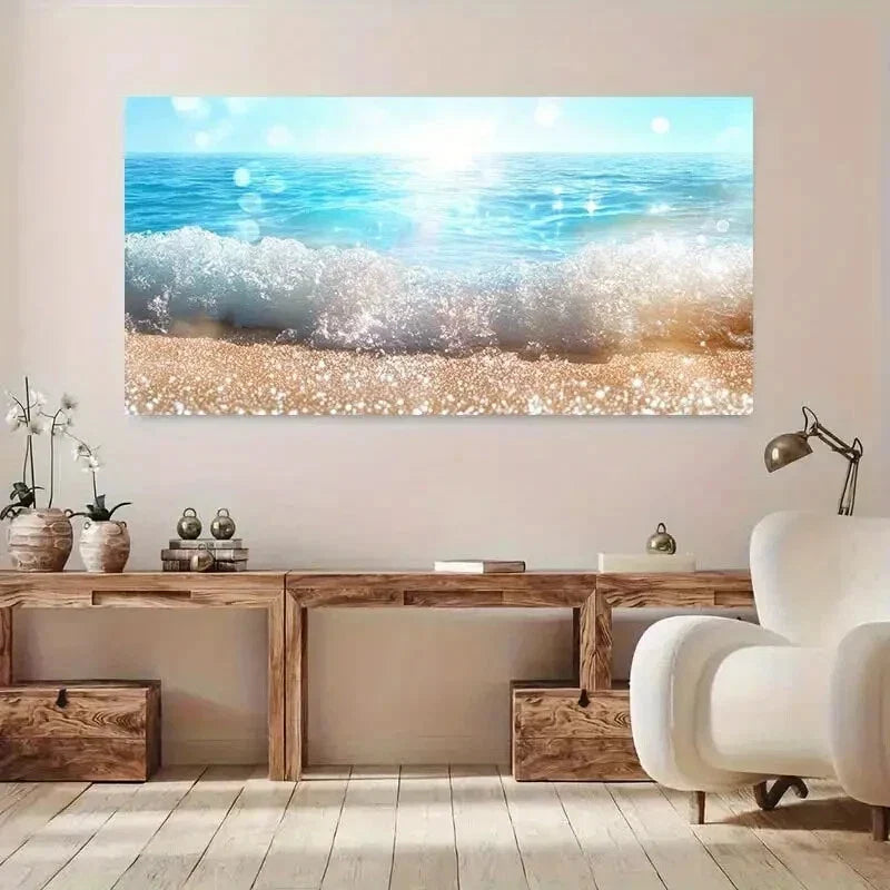 Sparkling Sunlight Beach wall canvas office home room framed 120x60cm