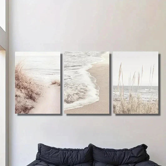 3pcs  Ocean & Sand Photography Prints Metal Print Ready to Hang Art Metal Print Ready to Hang Art