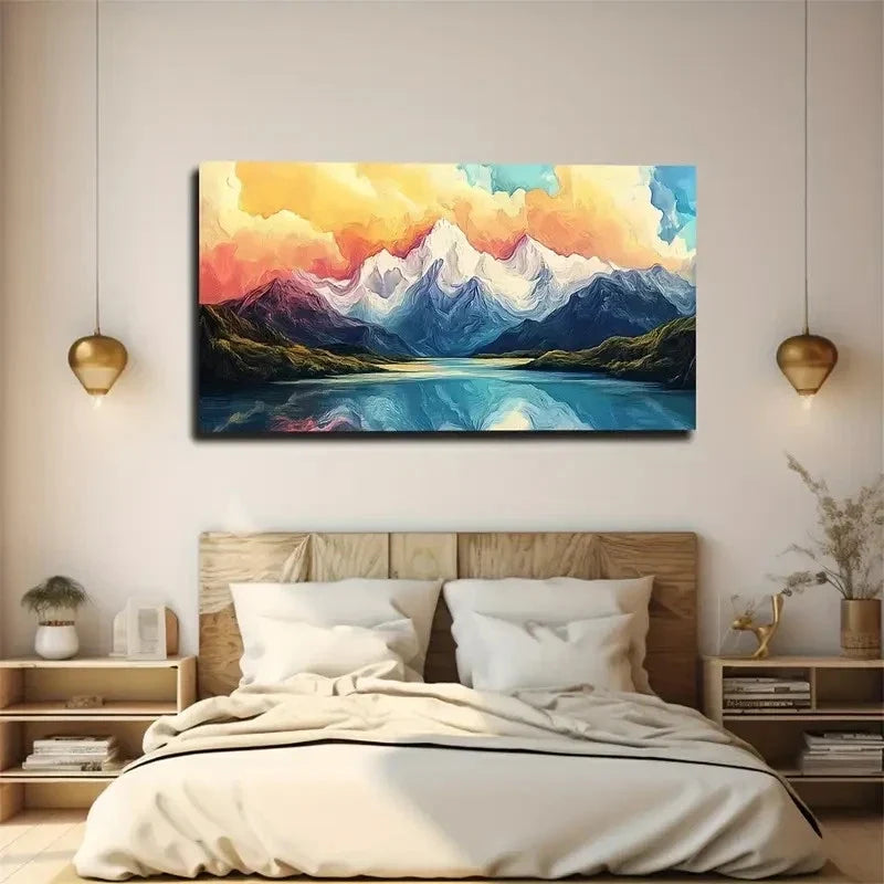 The Lake Water Nearby Reflects Wall Art Canvas Office Home Room Framed 80x45cm