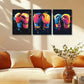 3pcs Vibrant Boxing Gloves Design Metal Print Ready to Hang Art