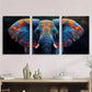 3pcs Indian Elephant Vibrant Colourful Metal Print Ready to Hang Art