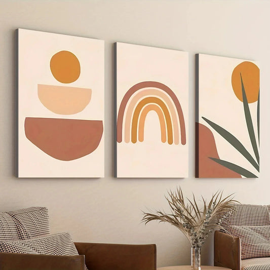 3pcs Classic Modern Style Abstract Pinewood Wall Art Set Canvas Framed 40x60cm - High Quality Print 100% Australian Made Wall Canvas Ready to Hang