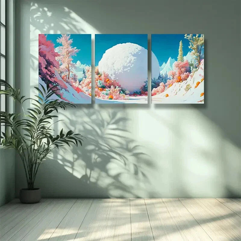 3pcs Snowball, fruit Art Painting  Wall Art Set Canvas Framed 40x60cm -High Quality Print 100% Australian Made Wall Canvas Ready to Hang