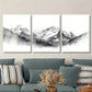3pcs Snow-Capped Peaks and Foggy Forest Metal Print Ready to Hang Art