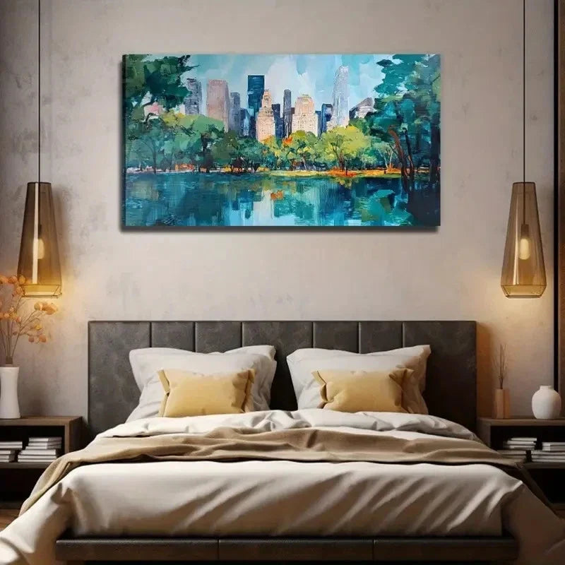 Cityscape Modern Perfect Wall Art Canvas Office Home Room Framed 80x45cm