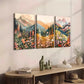 3pcs Floral & Forest Mountain with Wildflowers Canvas Framed 40x60cm - High Quality Print 100% Australian Made Wall Canvas Ready to Hang