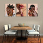 3pcs African American Black Glasses Jewelry Metal Print Ready to Hang Art