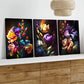 3pcs Colorful Floral Art Elegant Artistic Wall Art Set Canvas Framed 40x60cm - High Quality Print 100% Australian Made Wall Canvas Ready to Hang