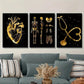 3pcs Paintings with Stethoscope, Metal Print Ready to Hang Art