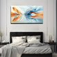 Blue & Orange Swirl Design Wall Art Canvas Office Home Room Framed 120x60cm