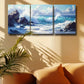3pcs Vibrant Blue Sea Waves Crashing Against Rock Metal Print Ready to Hang Art