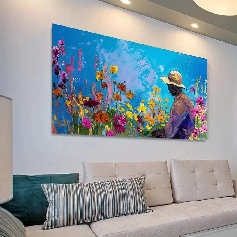 Gardener & Floral Realistic Wall Art Canvas Office Home Room Framed 120x60cm