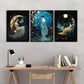 3pcs Featuring a Moon Goddess Stunning Metal Print Ready to Hang Art