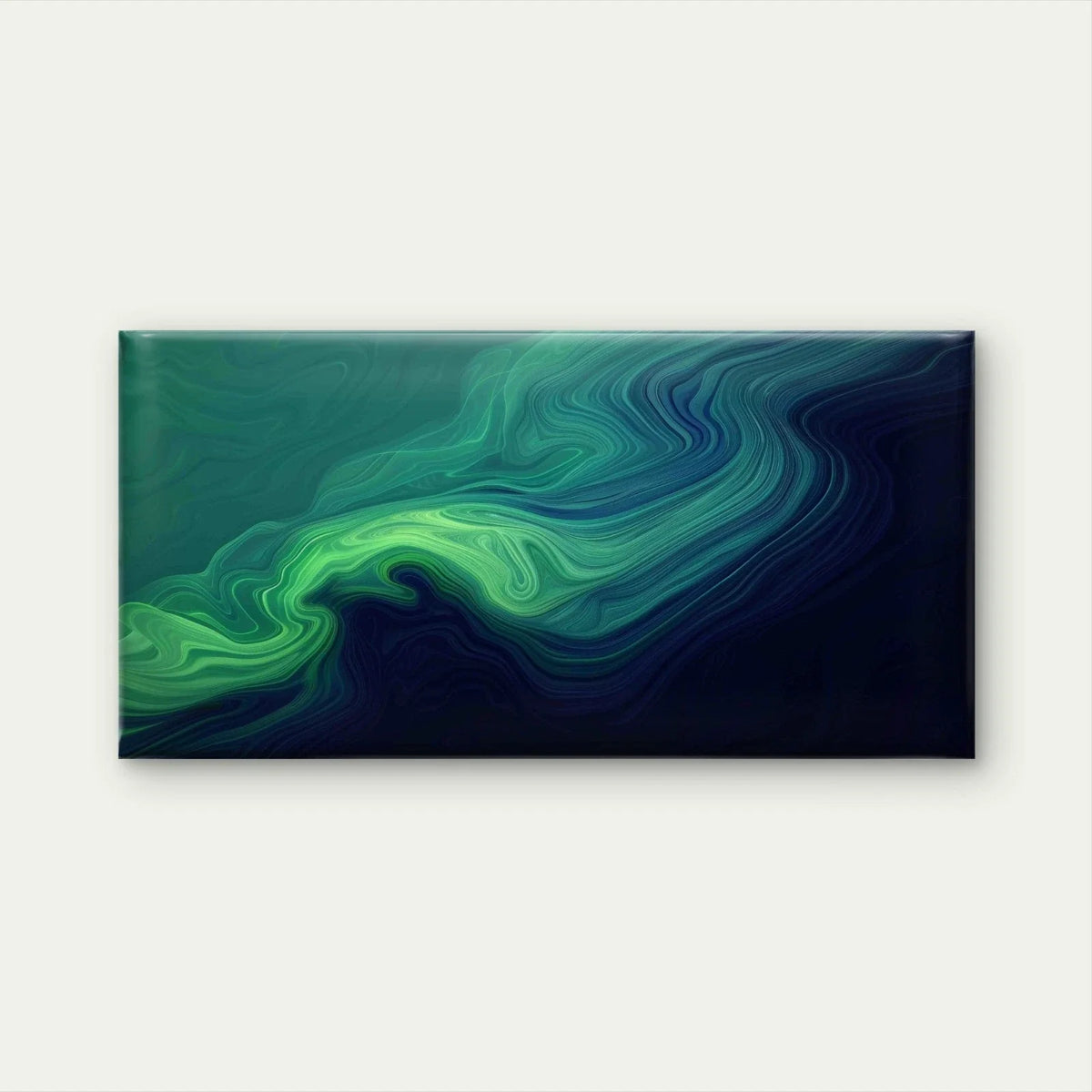Green Blue Abstract Painting Wall Art Canvas Office Home Room Framed 80x45cm