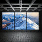 3pcs Snow Capped Mountains Blue Sky Metal Print Ready to Hang Art