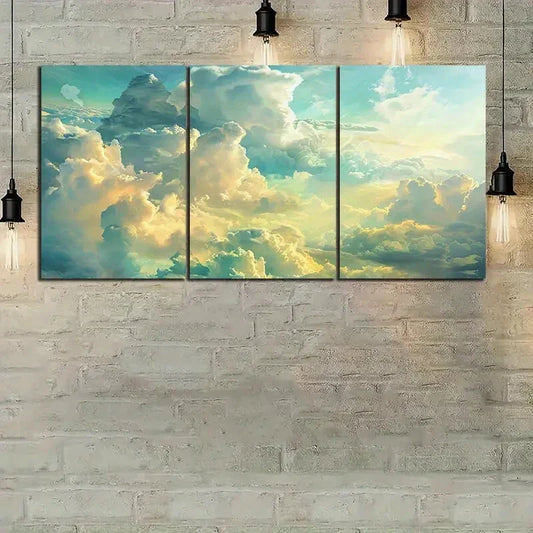 3pcs Viewed From The White Clouds Metal Print Ready to Hang Art