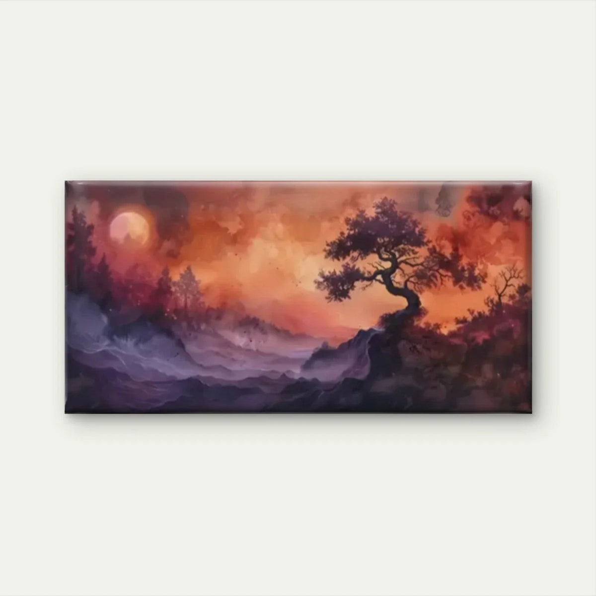 A Tree Middle Mountain Forest Wall Art Canvas Office Home Room Framed 120x60cm