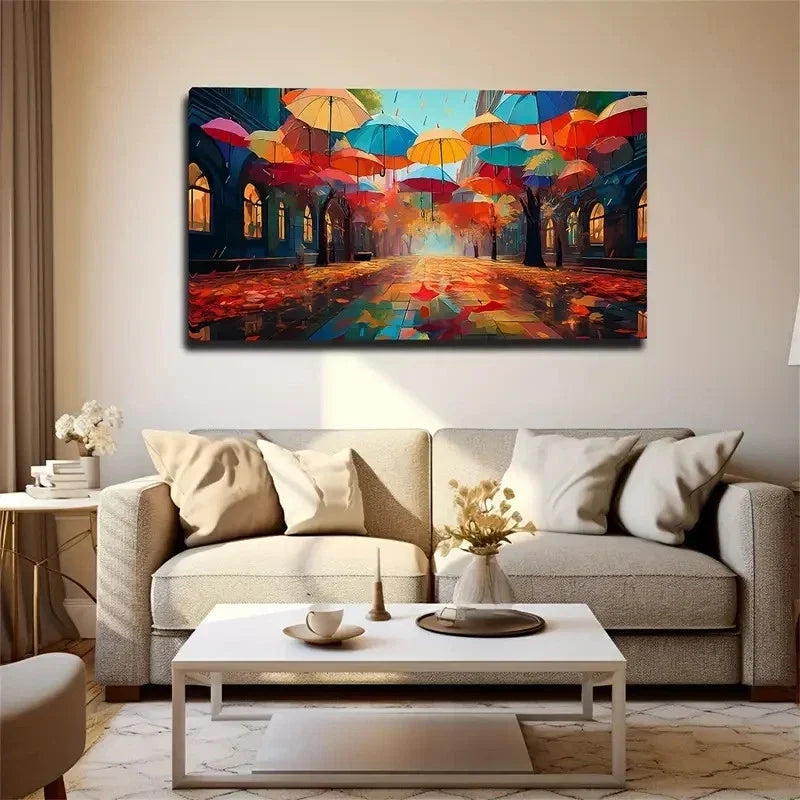 Colorful Umbrella Suitable Wall Art Canvas Office Home Room Framed 120x60cm