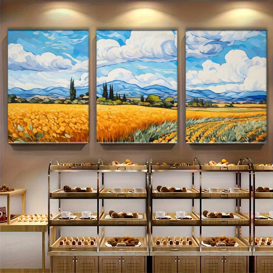 3pcs Rural Landscape Decoration Nature Metal Print Ready to Hang Art