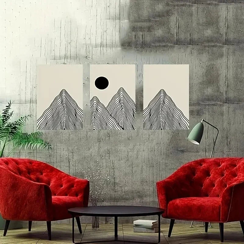 3pcs  Mountain & Sun Landscape  Metal Print Ready to Hang Art