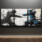 3pcs Samurai Duel Luxurious Oil Painting Metal Print Ready to Hang Art