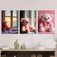 3pcs Charming Pink Teddy Bear Romantic Sunset Wall Art Set Canvas Framed 40x60cm - High Quality Print 100% Australian Made Wall Canvas Ready to Hang