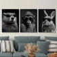 3pcs  Beaver, Monkey & Rabbit Glasses   Metal Print Ready to Hang Art