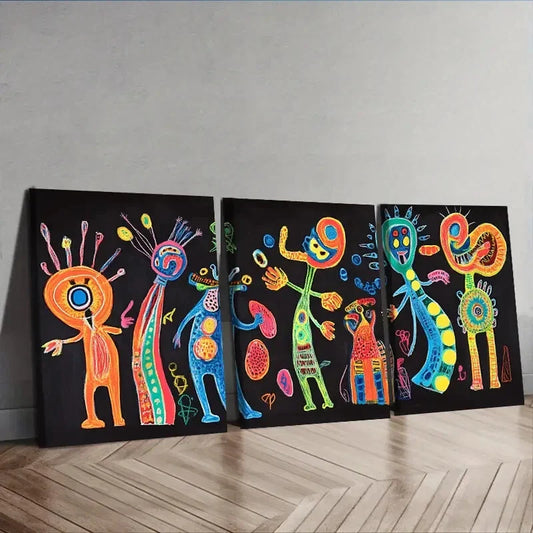 3pcs Surreal Character Graffiti Canvas Wall Art Set Canvas Framed 40x60cm - High Quality Print 100% Australian Made Wall Canvas Ready to Hang