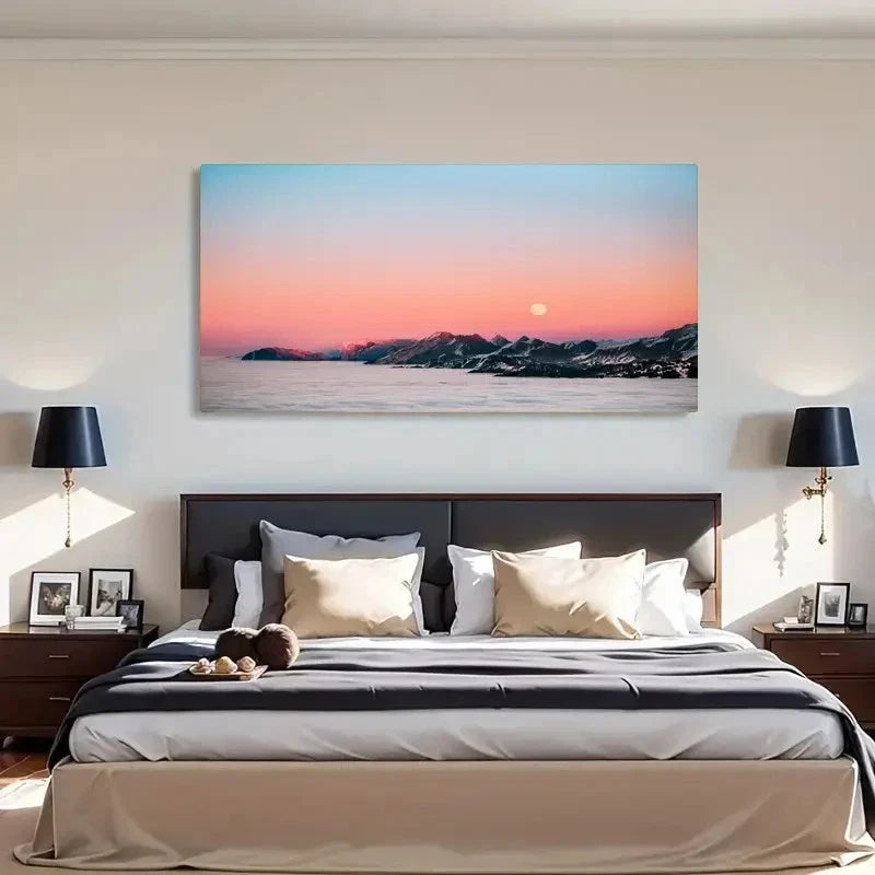 Clouds Mountains Sunrise Decor Wall Art Canvas Office Home Room Framed 120x60cm
