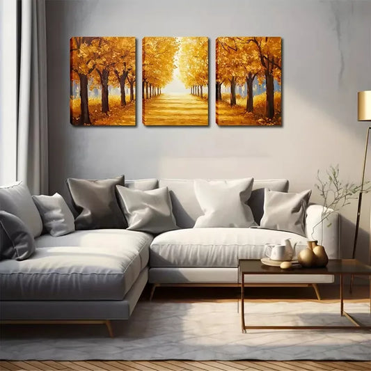 3pcs Romantic Autumn Forest Passage Wall Art Set Canvas Framed 40x60cm - High Quality Print 100% Australian Made Wall Canvas Ready to Hang