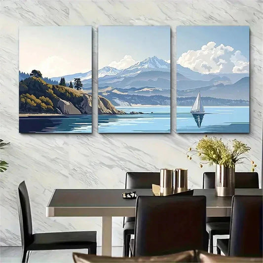 3pcs Mount Tamalpais in California Picturesque Metal Print Ready to Hang Art