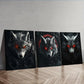 3pcs Fierce Red-Eyed Wolf Wall Art Set Canvas Framed 40x60cm - High Quality Print 100% Australian Made Wall Canvas Ready to Hang