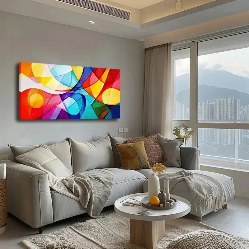 Colorful Geometric Interweave Wall Art Canvas Office Home Room Framed 120x60cm