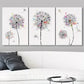 3pcs Dandelions & Watercolor Dots Floral Wilderness Drawings  Canvas Framed 40x60cm - High Quality Print 100% Australian Made Wall Canvas Ready to Hang