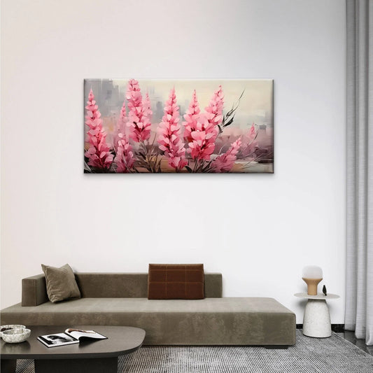 Pink Flowers Floral Vase Wall Art Canvas Office Home Room Framed 80x45cm