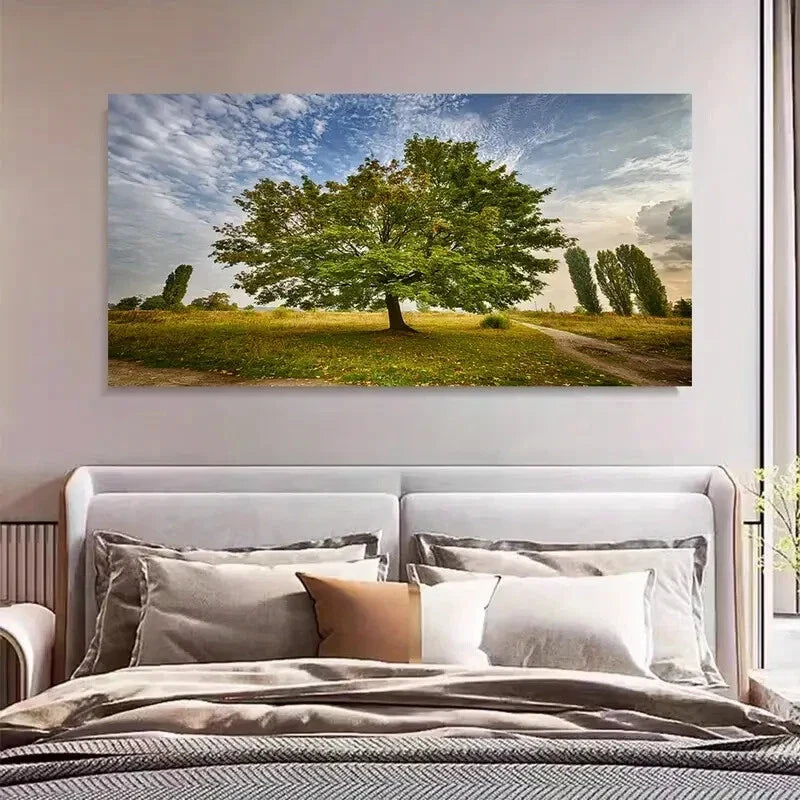 Majestic Lone Tree Landscape Wall Art Canvas Office Home Room Framed 80x45cm