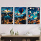 3pcs Hot Air Balloon in Town City Street Scene Metal Print Ready to Hang Art