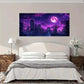 Purple Moon Night City Wall Art Canvas Office Home Room Framed 120x60cm