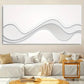 Modern Minimalist White Wave Wall Art Canvas Office Home Room Framed 120x60cm