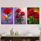 3pcs Beautiful Red Rose Orange Wall Art Set Canvas Framed 40x60cm - High Quality Print 100% Australian Made Wall Canvas Ready to Hang