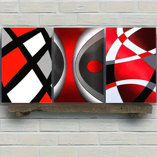 3pcs Perfect Abstract Shapes Art Dormitory Metal Print Ready to Hang Art